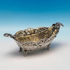 19th Century Victorian Antique Basketweave Sterling Silver Dish by Stephen Smith