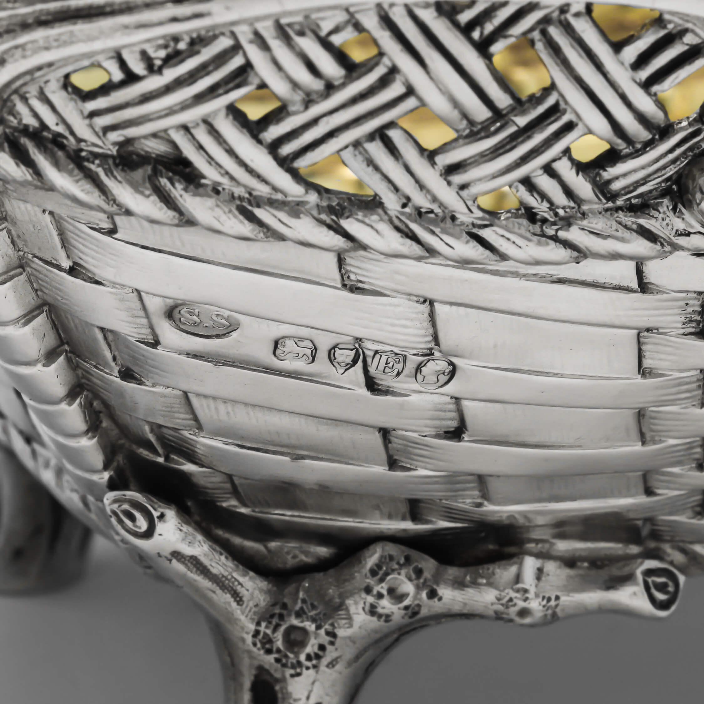 Late 19th Century 19th Century Victorian Antique Basketweave Sterling Silver Dish by Stephen Smith