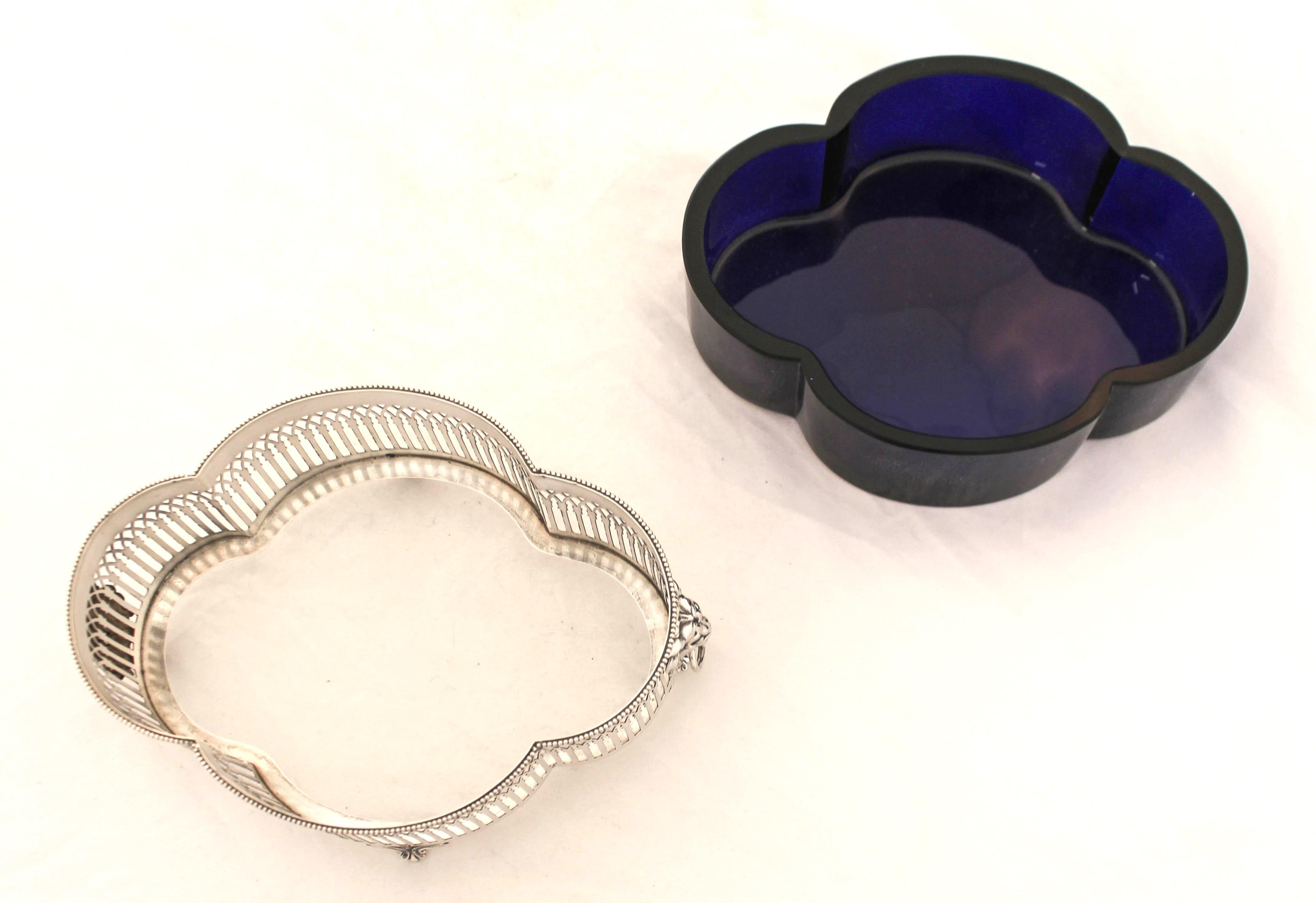 Sterling Silver Dish with Cobalt Liner 2