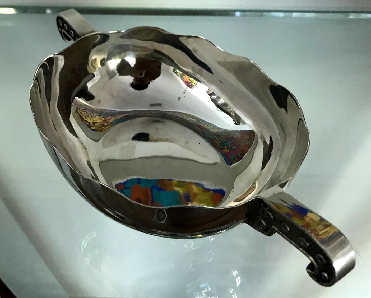 Mexican Sterling Silver Dish with Handles by Tane Orfebres For Sale