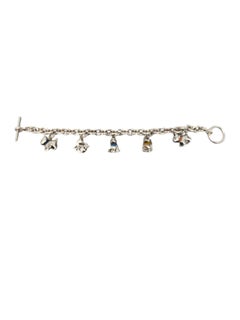 Sterling Silver Dog & Cat Charm Link Toggle Bracelet #21173