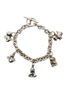 Sterling Silver Dog & Cat Charm Link Toggle Bracelet #21173