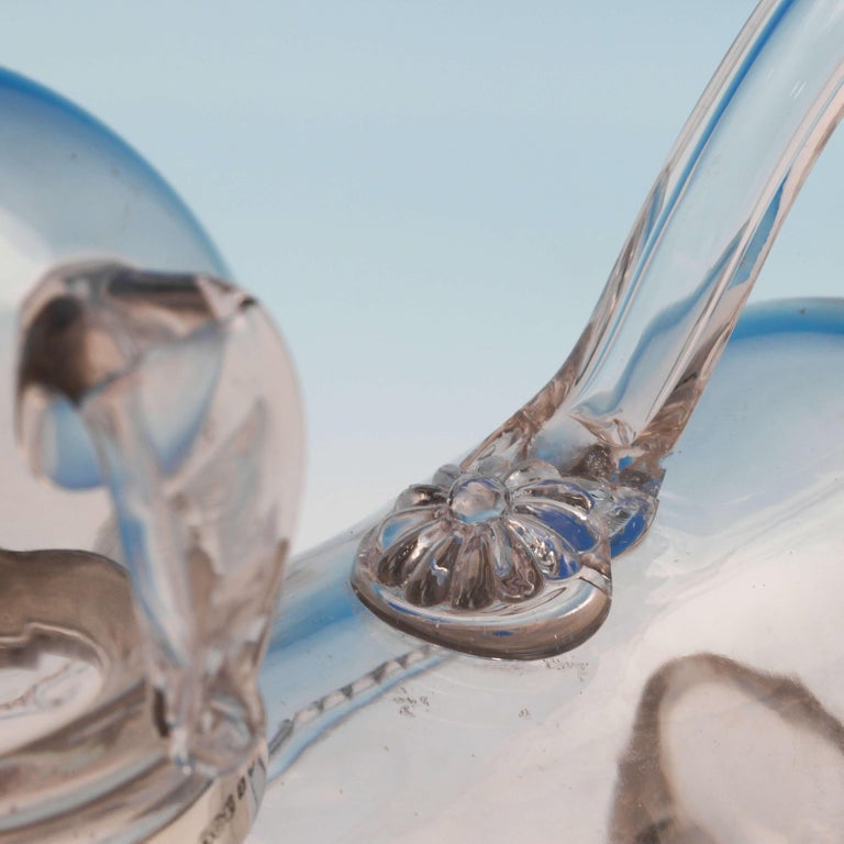 Antique Novelty Glass and Sterling Silver Gin Pig Decanter by Elkington