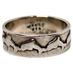 Sterling Silver Dolphin Motif Vintage Mens Ring