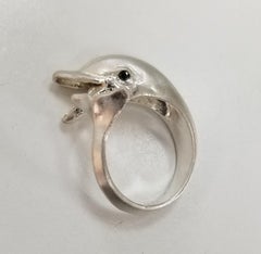 Sterling Silver "Dolphin" Ring with a Sapphire Eye