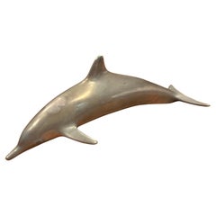 Sterling Silver Dolphin Sculpture, Mid-Century Modern, 925 Hallmarked