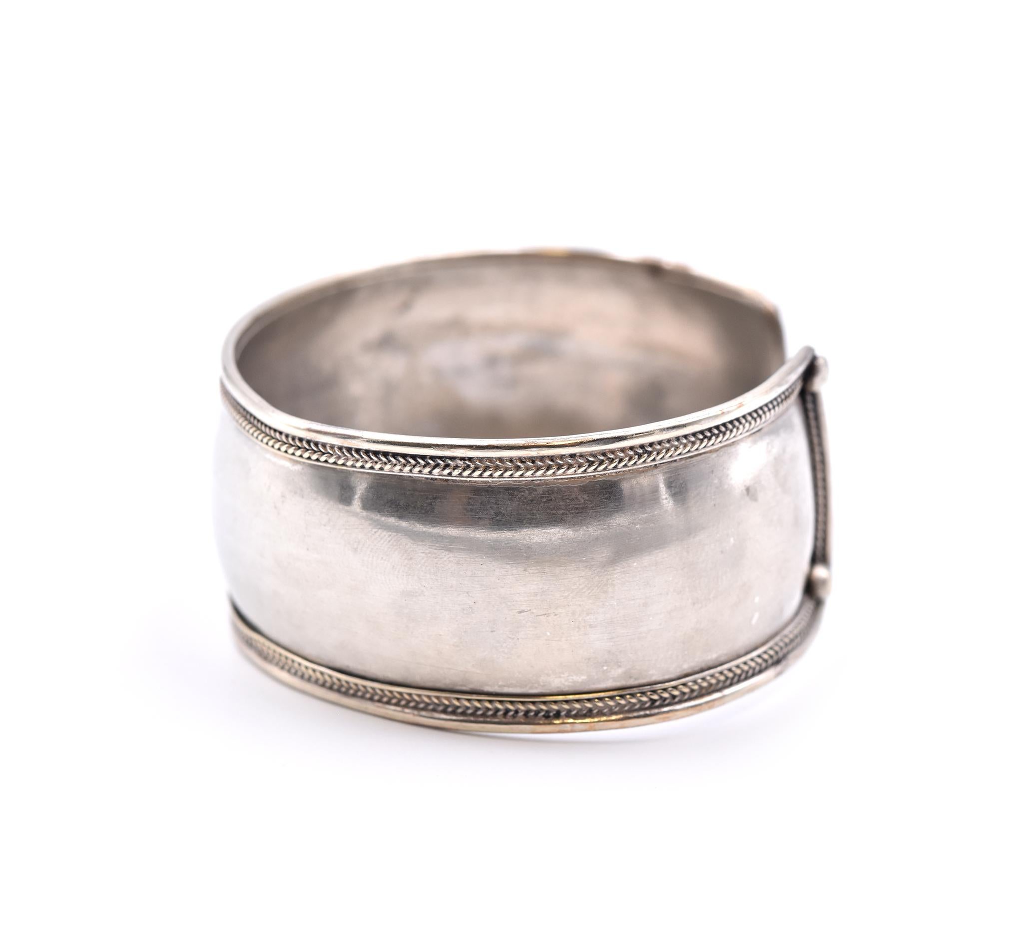 Women's or Men's Sterling Silver Domed Cuff Bracelet