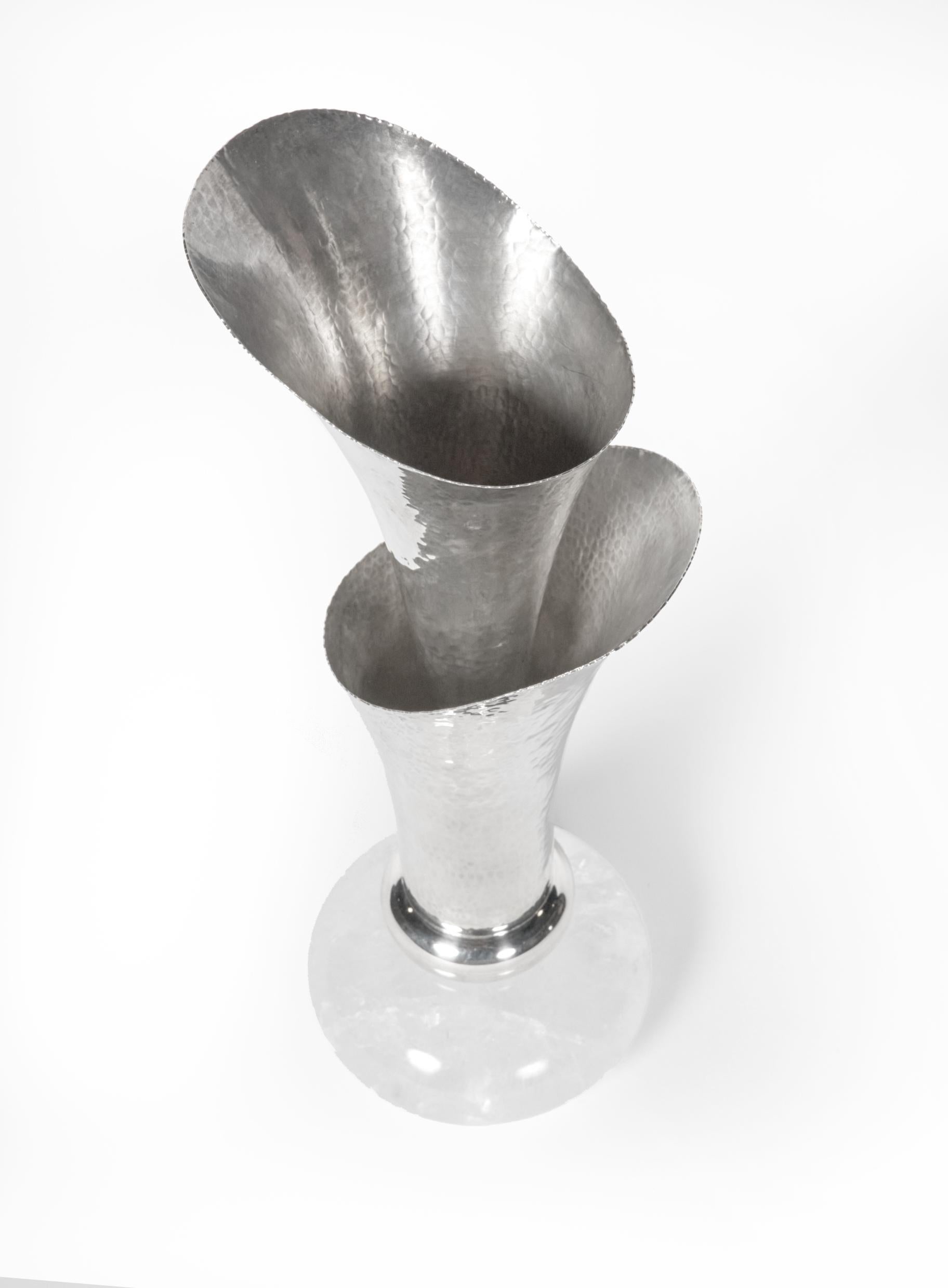 silver flower vase