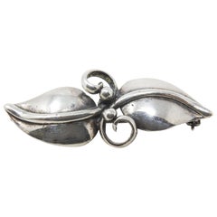 Sterling Silver Double Leaf Brooch