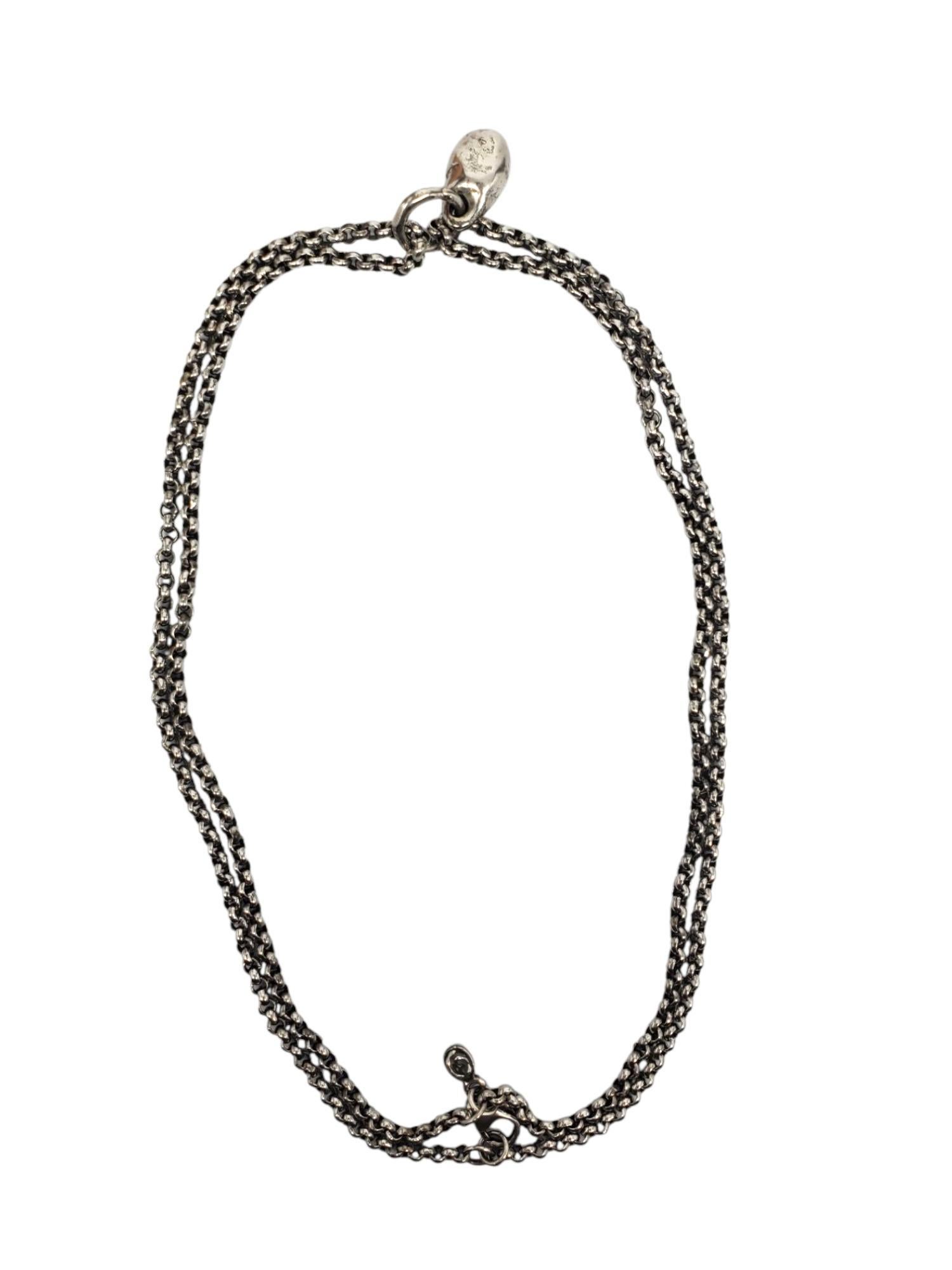 Collana a catena a doppio anello in argento sterling con ciondolo a forma di pepita #21175 In condizioni buone in vendita a Washington Depot, CT