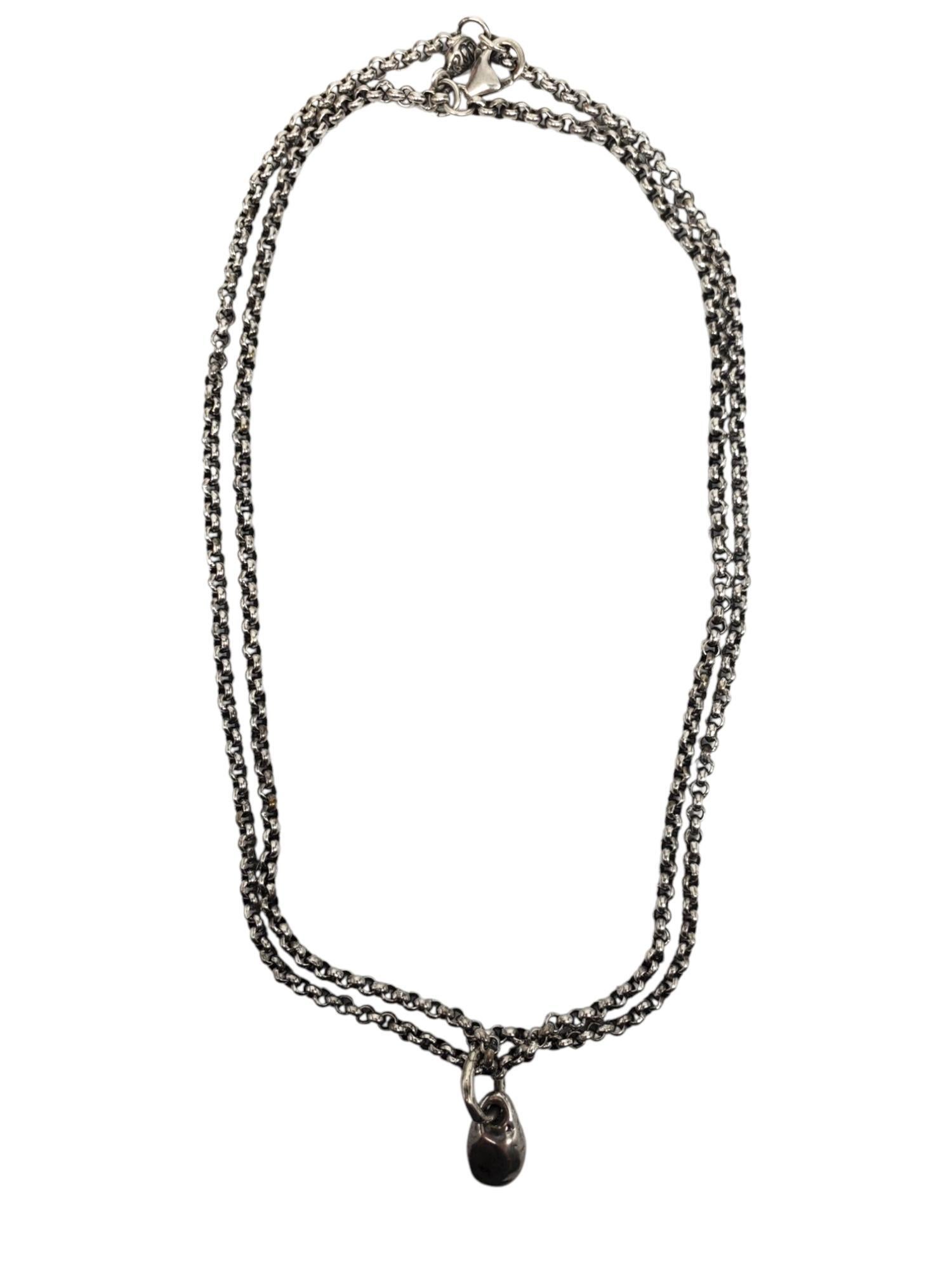 Donna Collana a catena a doppio anello in argento sterling con ciondolo a forma di pepita #21175 in vendita