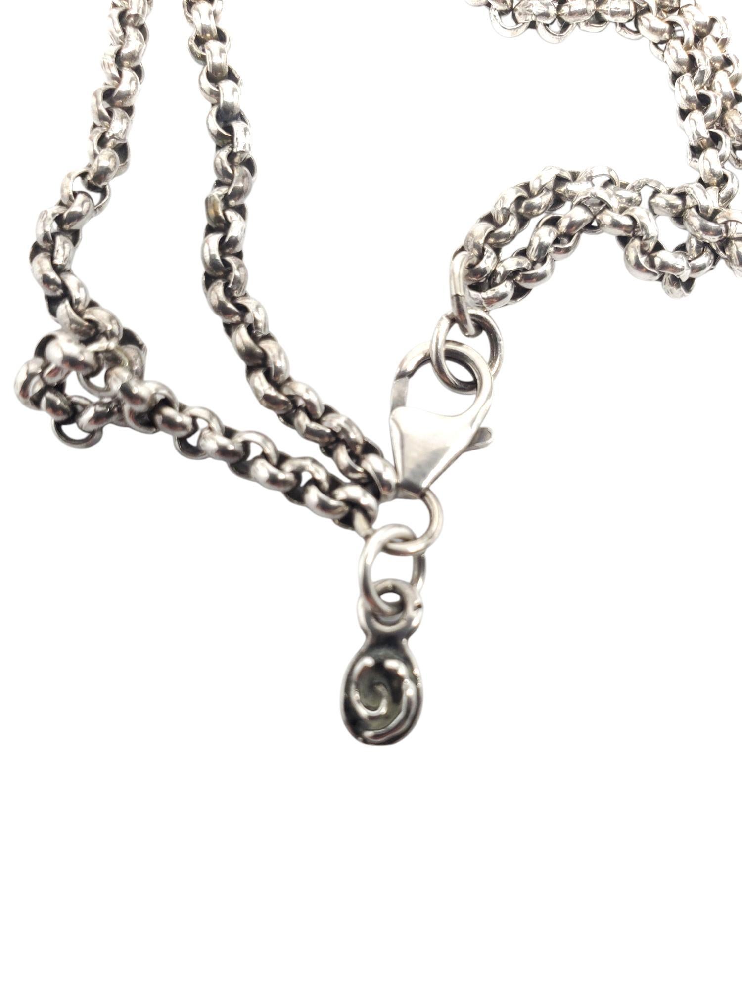 Collana a catena a doppio anello in argento sterling con ciondolo a forma di pepita #21175 in vendita 2