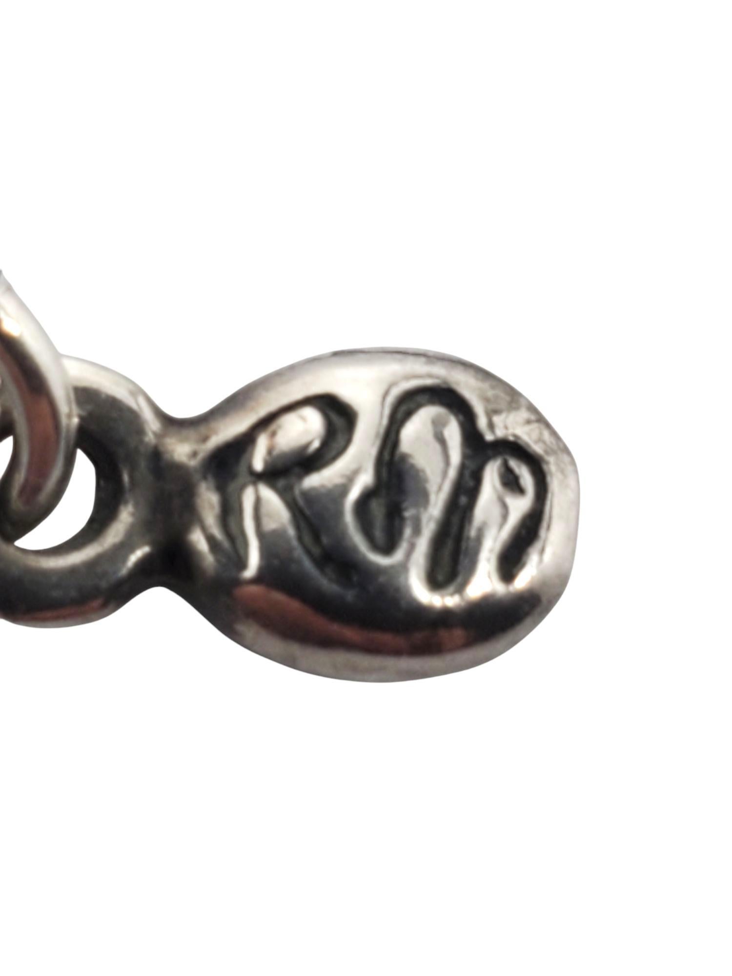 Collana a catena a doppio anello in argento sterling con ciondolo a forma di pepita #21175 in vendita 3
