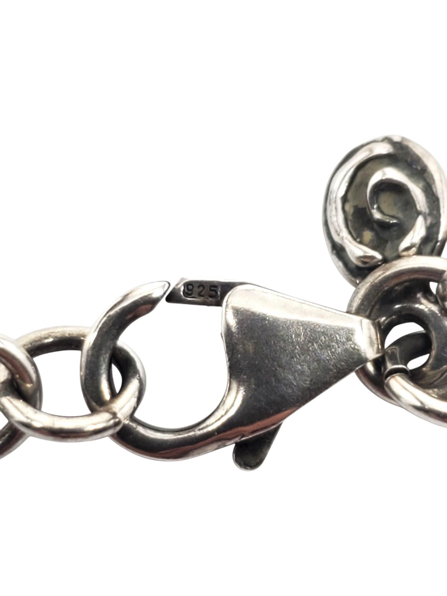 Collana a catena a doppio anello in argento sterling con ciondolo a forma di pepita #21175 in vendita 4