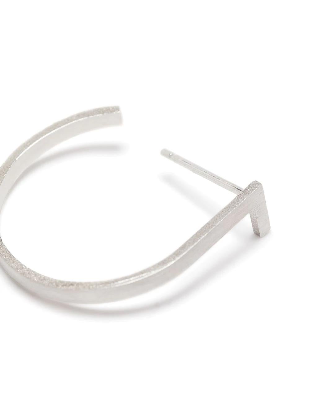 Artisan Sterling Silver Double Medium Hoop Earrings For Sale