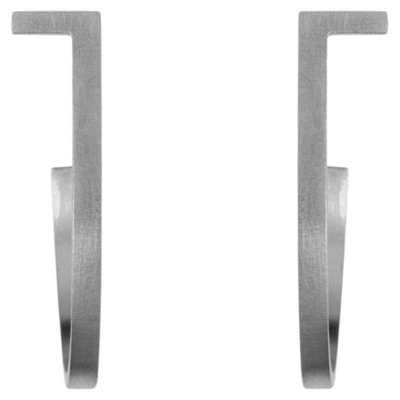 Sterling Silver Double Medium Hoop Earrings For Sale
