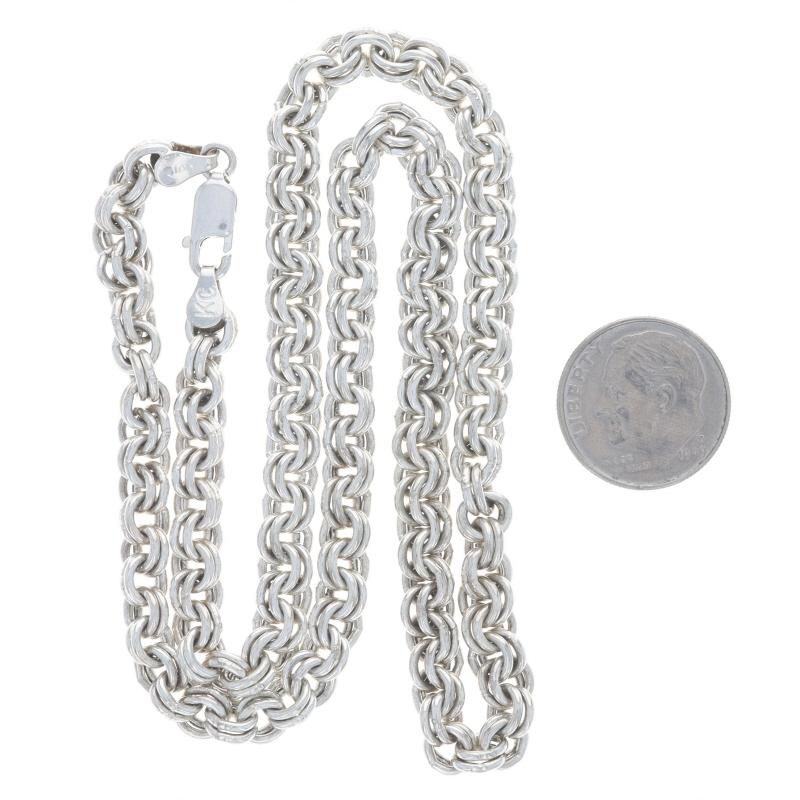 da uomo o donna Collana con doppia catena Rolo in argento 925 - 925 Italia in vendita