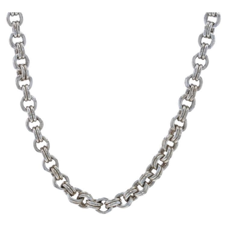 Sterling Silber Double Rolo Kette Halskette 17 1/2" - 925 Italien