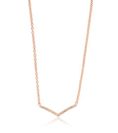 Sterling Silver Double Vertical and Brown Diamond 925 V-Bar Necklace