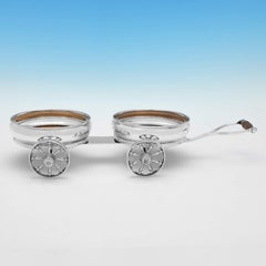 Sterling Silver Double Wine Coaster Trolley - London 1970