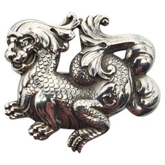 Sterling Silver Dragon Brooch Pin # 24638