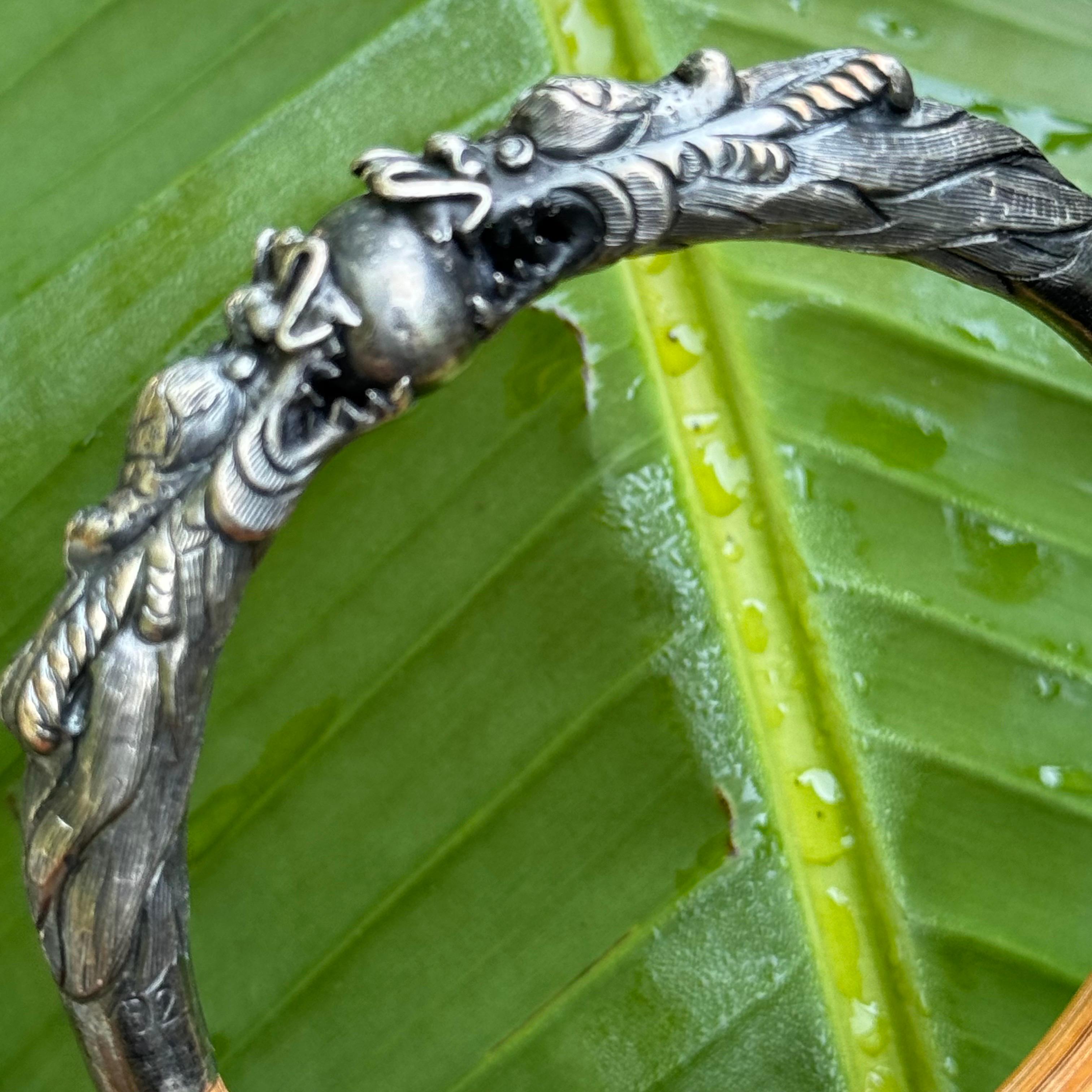 Sterling Silber Drachen Rattan Bambus Armreif 7