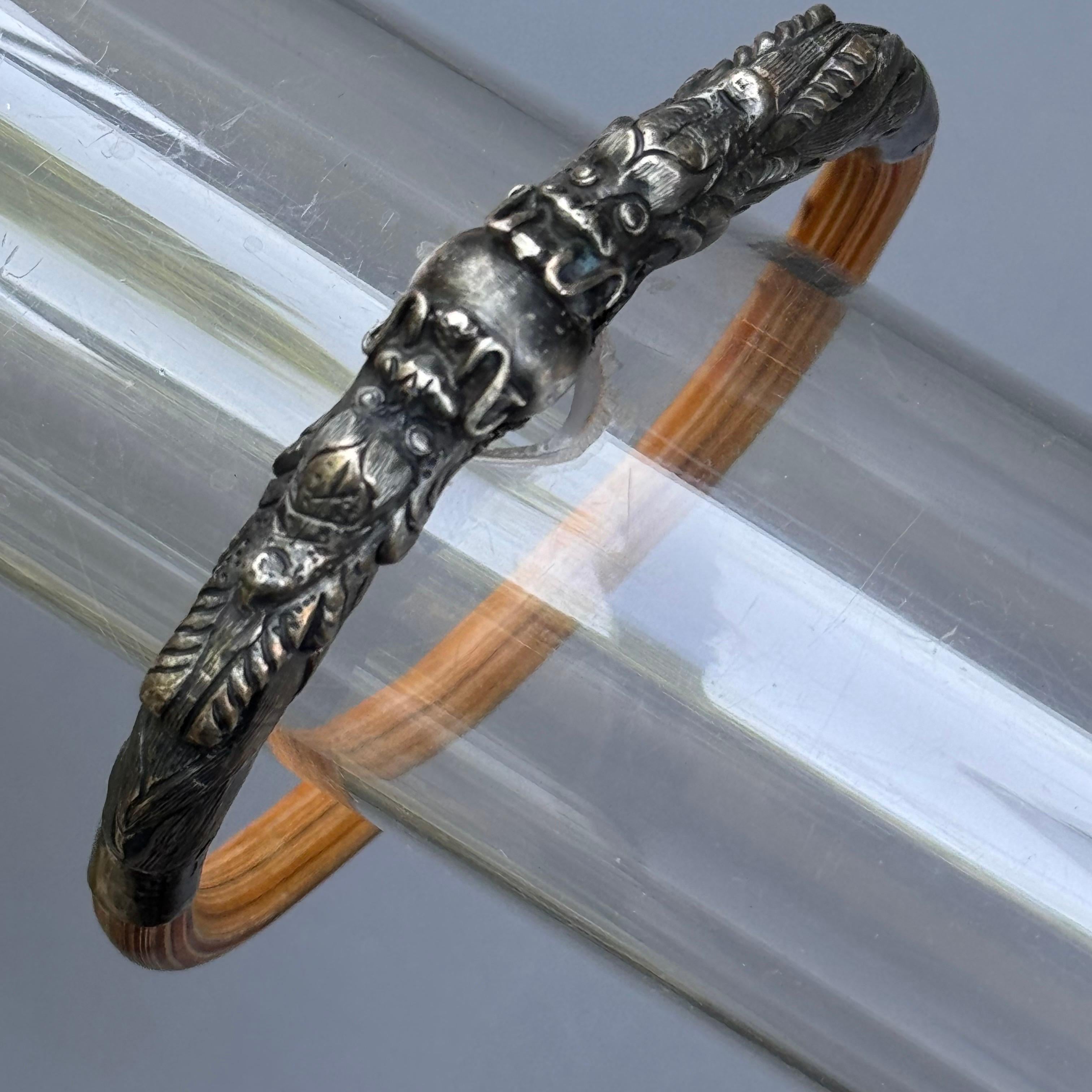 Sterling Silber Drachen Rattan Bambus Armreif 8