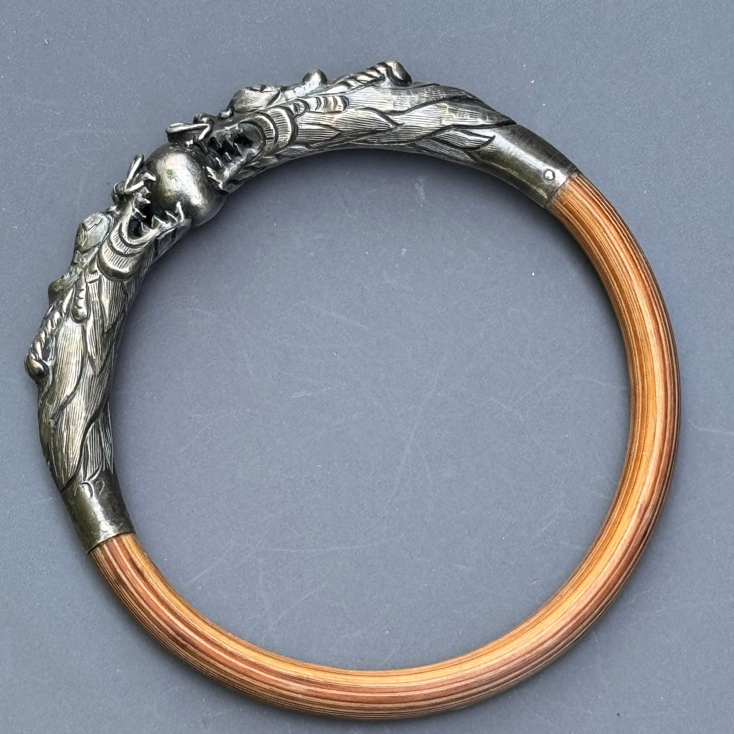 Sterling Silber Drachen Rattan Bambus Armreif 9