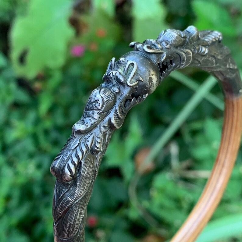 Sterling Silber Drachen Rattan Bambus Armreif für Damen oder Herren