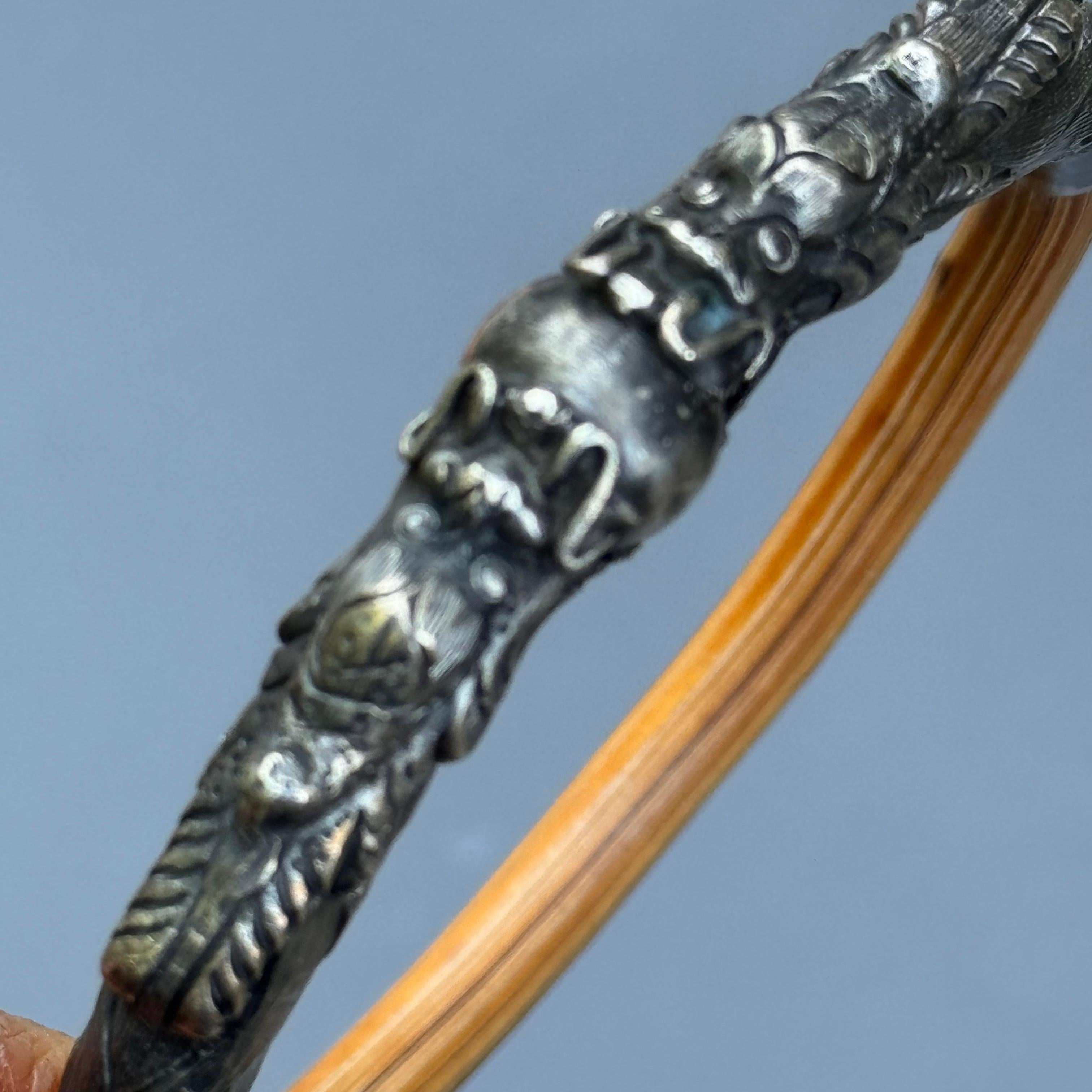 Sterling Silber Drachen Rattan Bambus Armreif 3