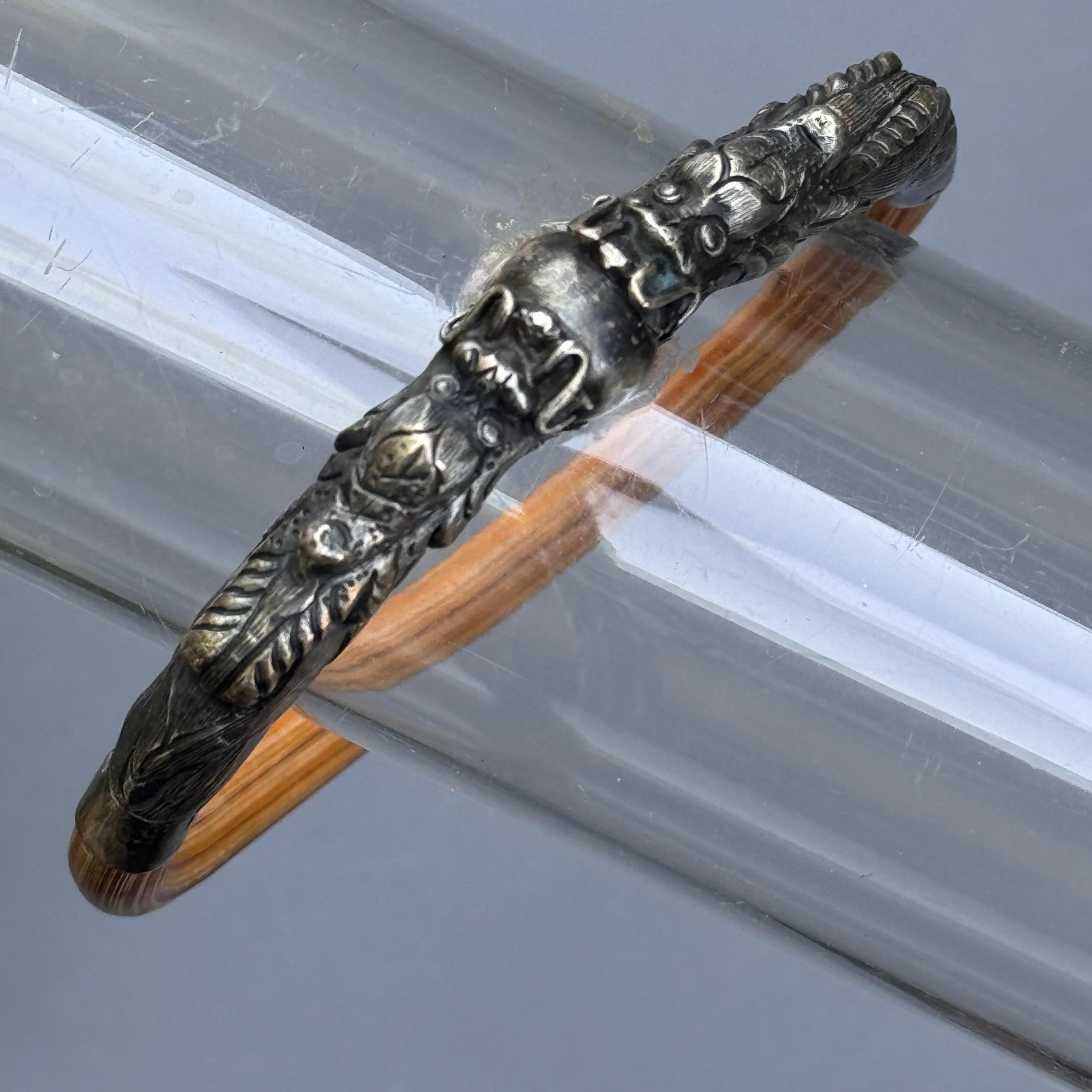 Sterling Silber Drachen Rattan Bambus Armreif 5