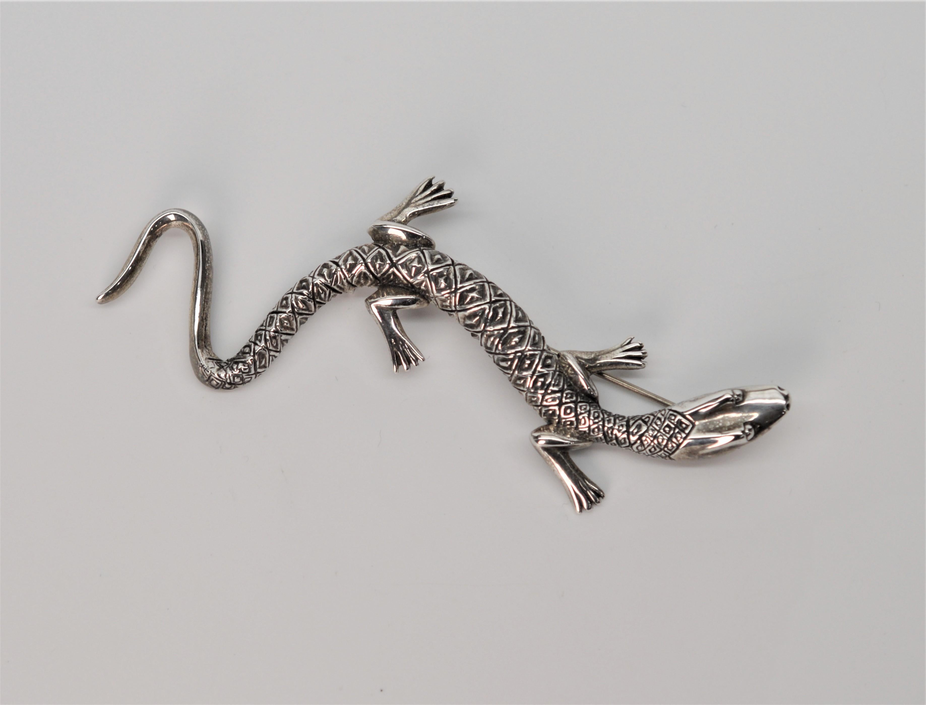 Sterling Silver Dragonfly & Salamander Pin Brooch Duo  In Good Condition In Mount Kisco, NY