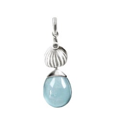 Sterling Silver Drop Pendant Necklace with Blue Topaz by the Artist