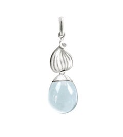 Used Sterling Silver Drop Pendant Necklace with Blue Topaz by the Artist