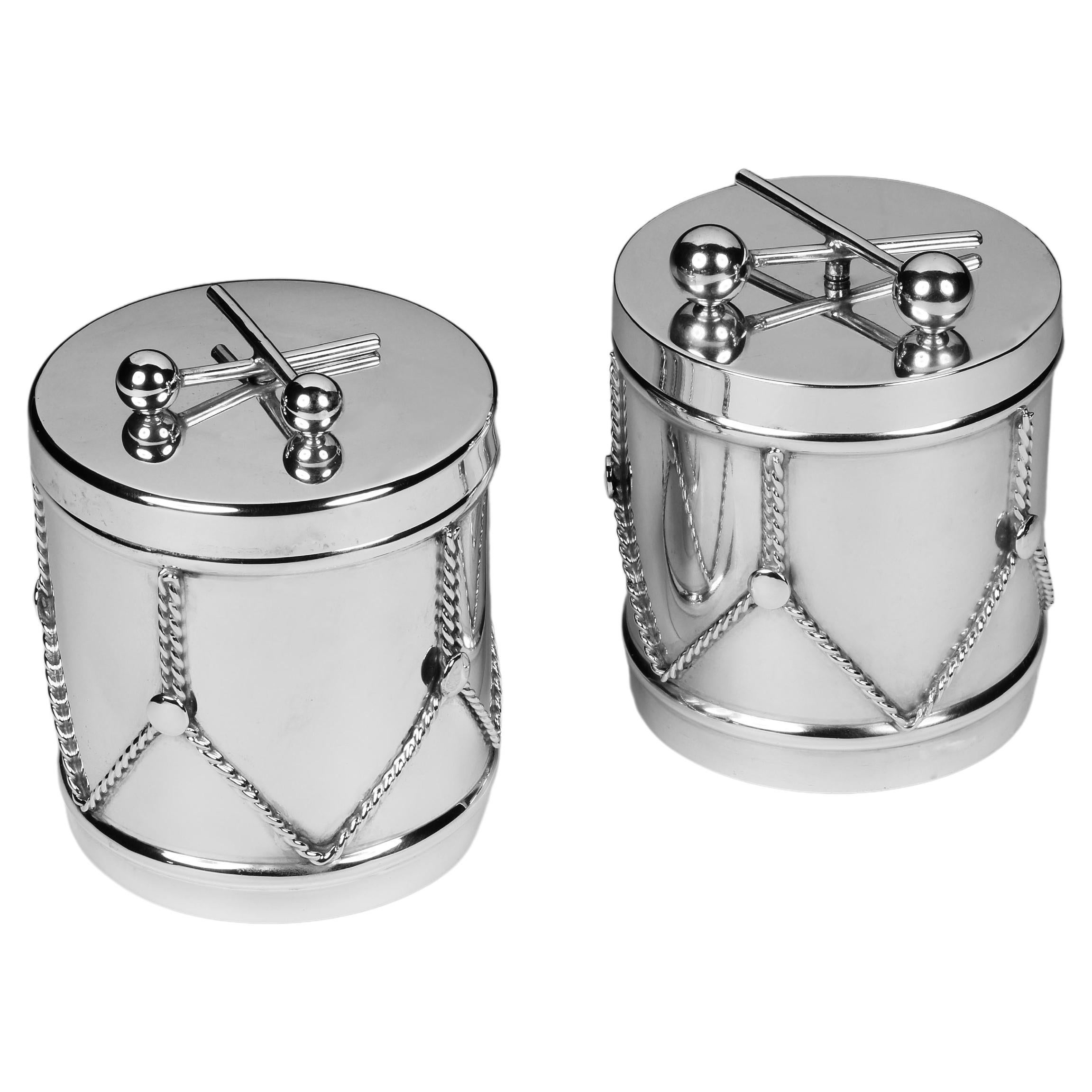 Sterling Silver 'Drum' Boxes by Cartier, New York, circa 1940s