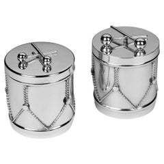 Sterling Silver 'Drum' Boxes by Cartier, New York, circa 1940s