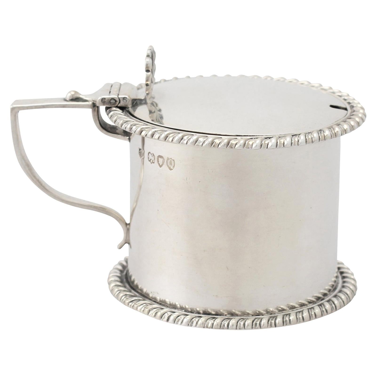 Antique Victorian Sterling Silver Drum Mustard Pot