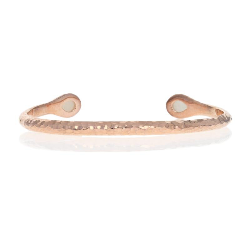 Sterling Silver Druzy Quartz Cuff Bracelet, 925 Rose Gold-Plated Hammered In Excellent Condition In Greensboro, NC