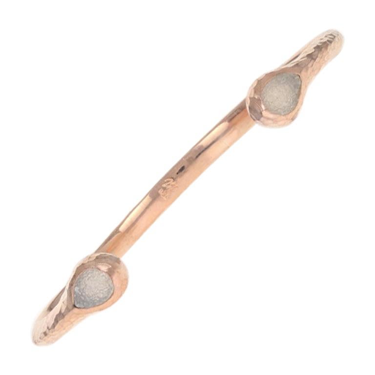 Sterling Silver Druzy Quartz Cuff Bracelet, 925 Rose Gold-Plated Hammered