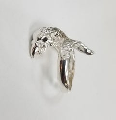 Sterling Silver "Eagle" Ring with a Sapphire Eye