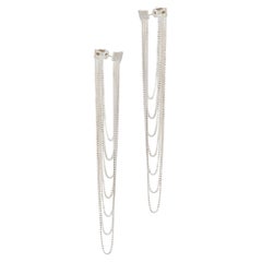 Sterling Silver Earrings Box Chain Long Movement Handmade Greek Jewelry