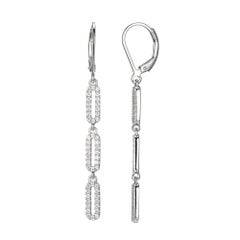 Sterling Silver Earrings made with CZ, Lever Back, Rhodium Finish