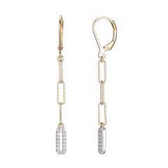 Sterling Silver Earrings Paperclip Chain (3mm) CZ, 18K Yellow Gold Finish