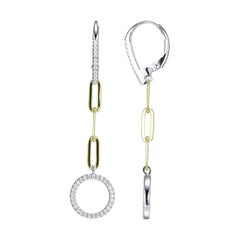 Sterling Silver Earrings Paperclip Chain (3mm), Yellow Gold and Rhodium Finish