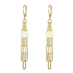 Sterling Silver Earrings Paperclip Chain (3mm) Yellow Gold Finish