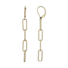 Sterling Silver Earrings Paperclip Chain (5mm), 18K Yellow Gold Finish