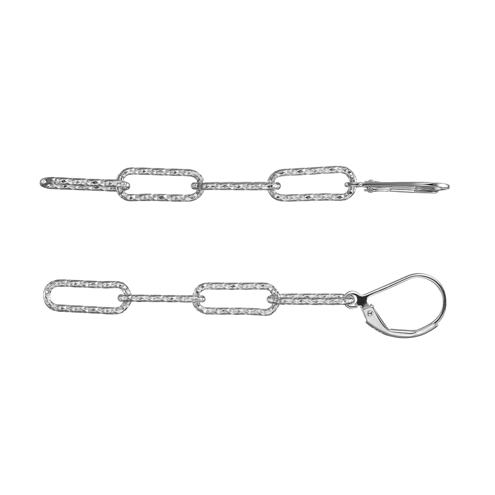 Sterling Silver Earrings made with Diamond Cut Paperclip Chain (5mm), Lever Back, Rhodium Finish