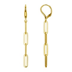 Sterling Silver Earrings Paperclip Chain (5mm), Yellow Gold Finish