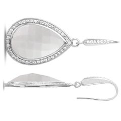 Sterlingsilber-Ohrringe, weißer Kristall und Perlmutt-Doublette mit CZ