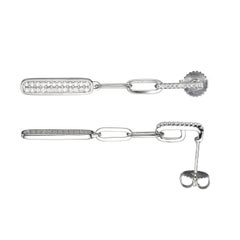 Sterling Silver Earrings with VZ Bars, Rhodium Finish